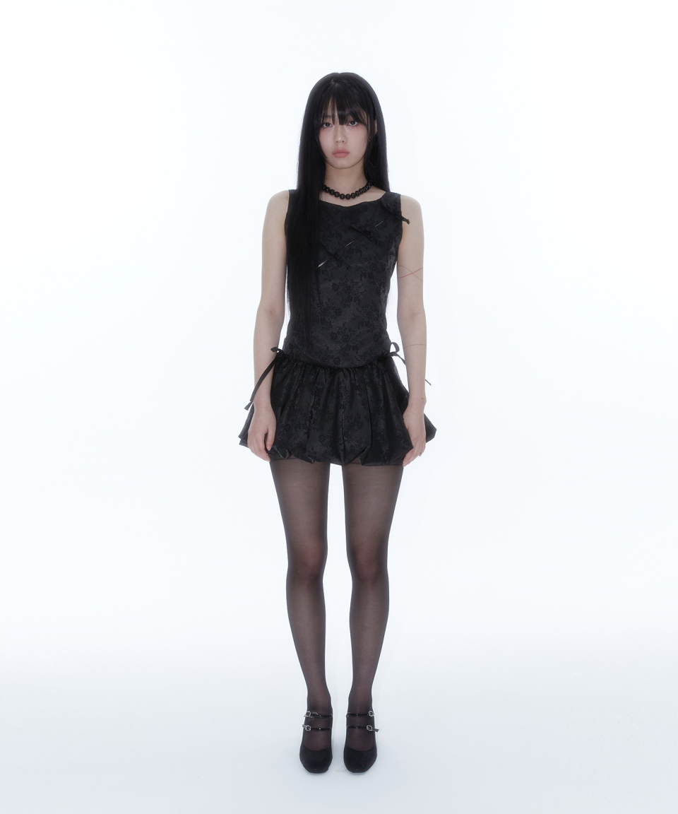 카시코(KASHIKO) Fairy Ribbon Bubble Skirt Black - 사이즈