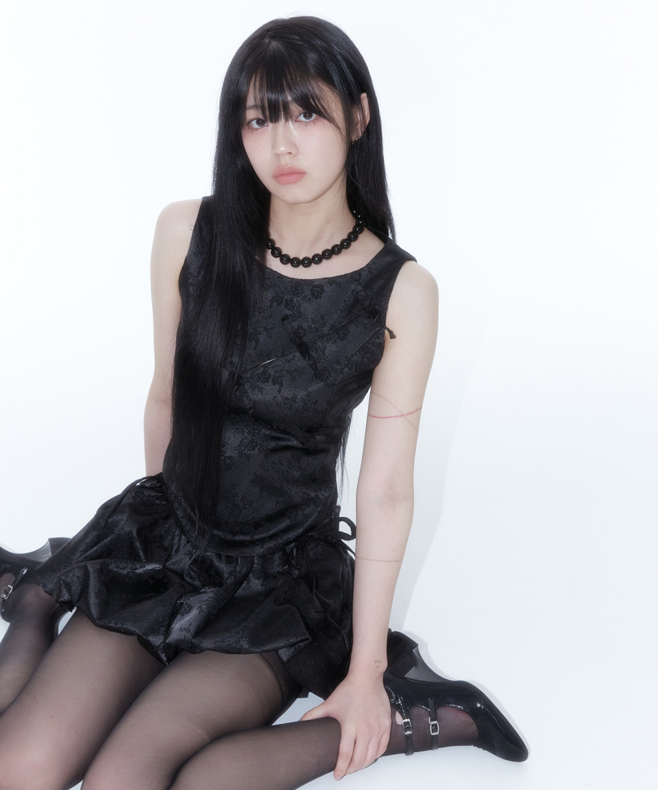 카시코(KASHIKO) Fairy Ribbon Bubble Skirt Black - 사이즈
