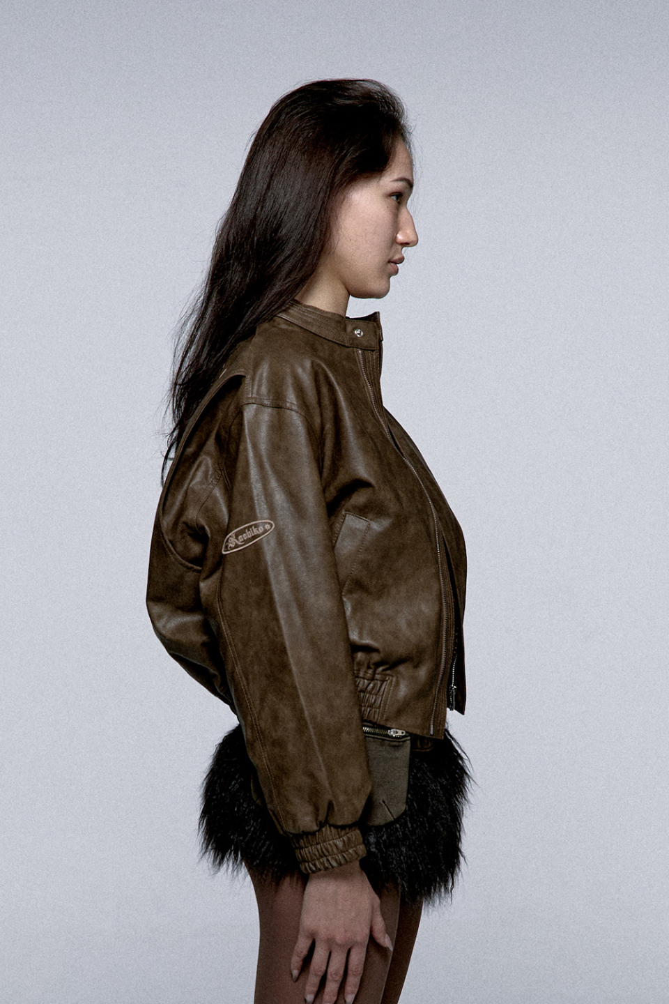 【Kashiko】Yantra Faux Leather Jacket Brown KASHIKO] Yantra Faux Leather jacket Brown – SellerWork