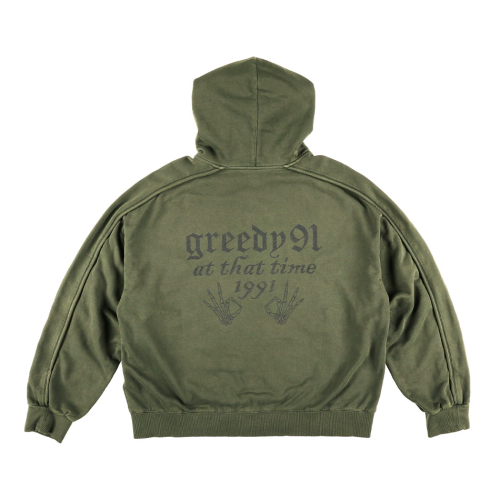 Оверсайз зип-худи с логотипом окраса Garment Dye (Shadow Khaki)