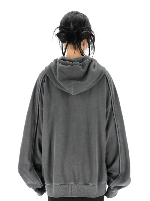 Зип-худи оверсайз Grid Garment Dying (steel gray)
