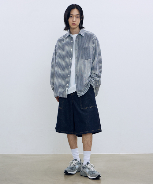 Seersucker Stripe Shirt - Navy thumbnail 8
