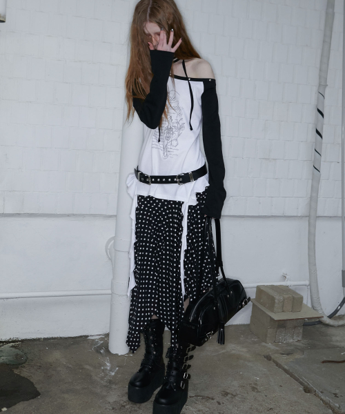 One Shoulder Raglan Ruffle Top (WHITE)
