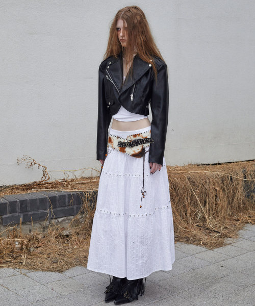 Curved Crop Rider Jacket (BLACK)
