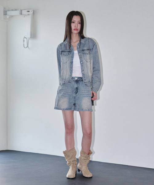 Cropped Denim Shirts DCWSH001LBlueA