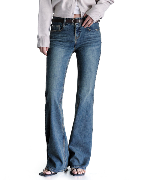 Signature Slim Low Rise Flared Jeans DCWPT006BlueB thumbnail 9