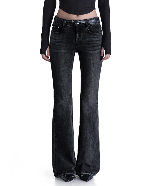 Signature Slim Low Rise Flared Jeans DCWPT006BlackB