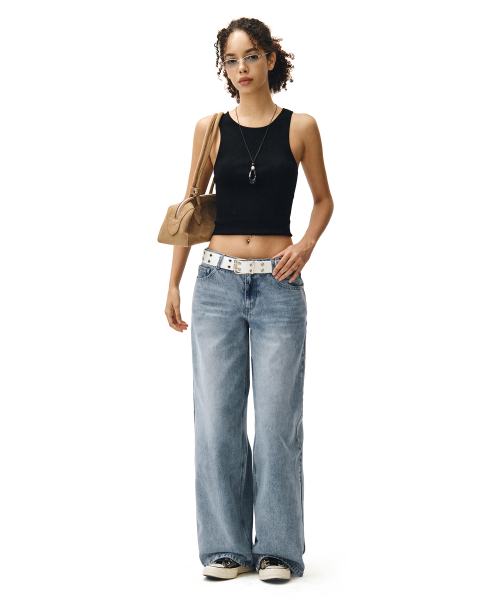 Signature Low Rise Wide Jeans DCWPT004LBlueB thumbnail 7