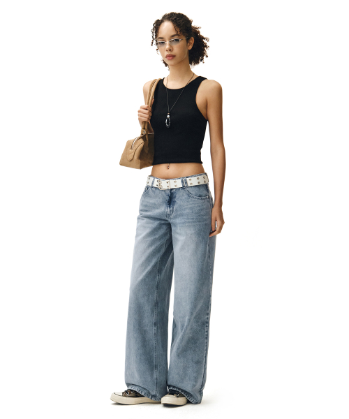 Signature Low Rise Wide Jeans DCWPT004LBlueB thumbnail 8