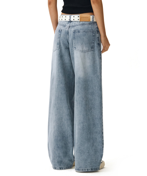 Signature Low Rise Wide Jeans DCWPT004LBlueB thumbnail 11