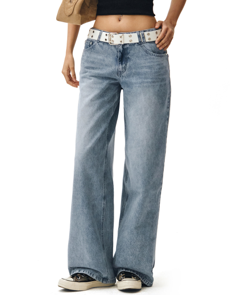 Signature Low Rise Wide Jeans DCWPT004LBlueB thumbnail 12