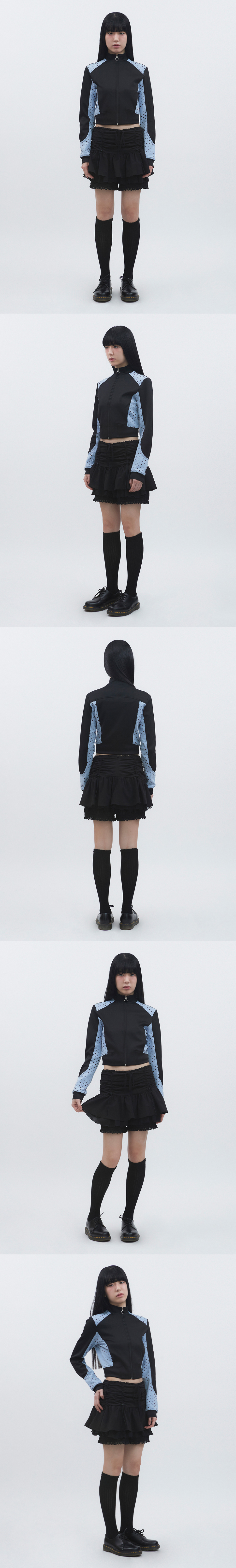 MUSINSA公式 | TUOMIO DOT LAYERD TRACK JACKET [BLACK]