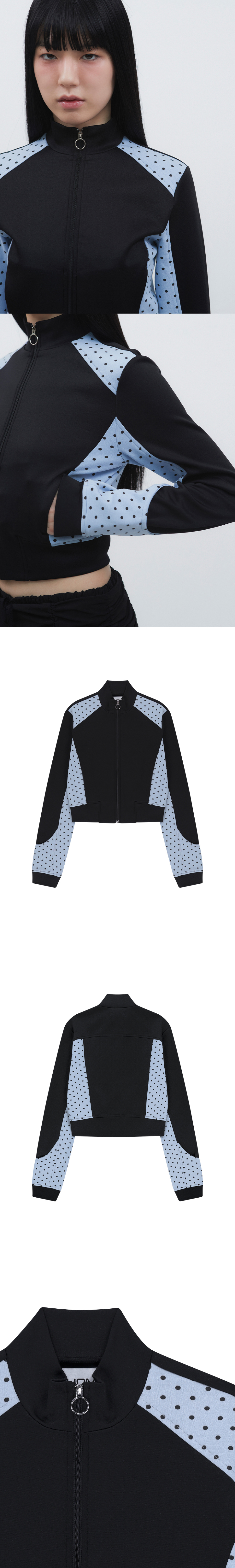 MUSINSA公式 | TUOMIO DOT LAYERD TRACK JACKET [BLACK]