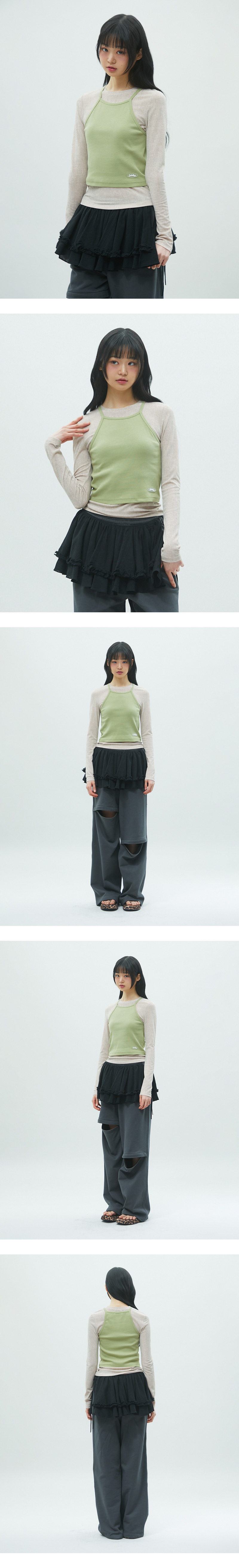 DOUBLE LAYERED LONG SLEEVE TEE GREEN