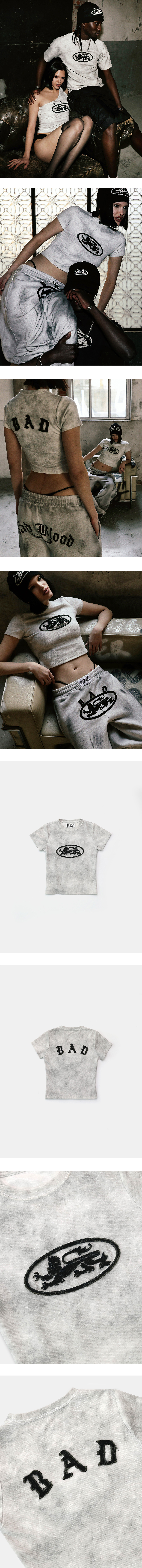 MUSINSA | BADBLOOD Lion Patch Short Sleeve Slim Fit - Washed
