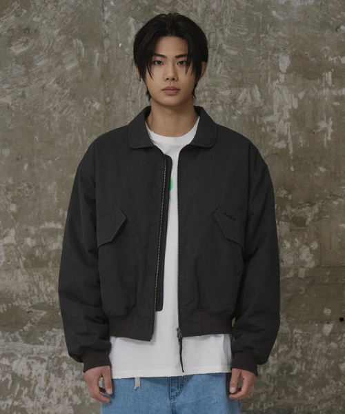 Washed Bomber Jacket Black