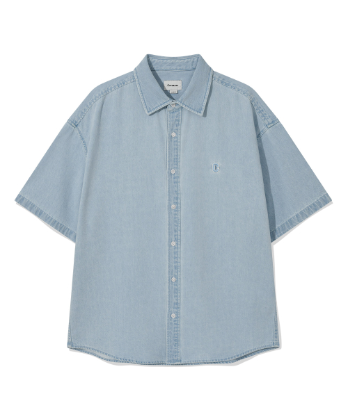 Джинсовая рубашка с коротким рукавом C Logo Light Blue