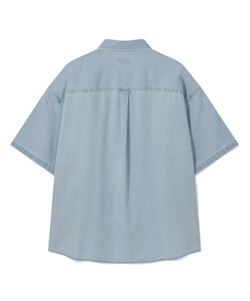 Джинсовая рубашка с коротким рукавом C Logo Light Blue