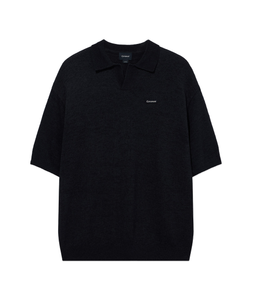 Трикотажный полувер с открытым воротником Dark Navy
