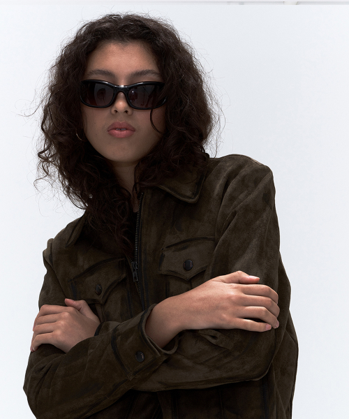 Suede Pocket Rider Jacket Khaki
