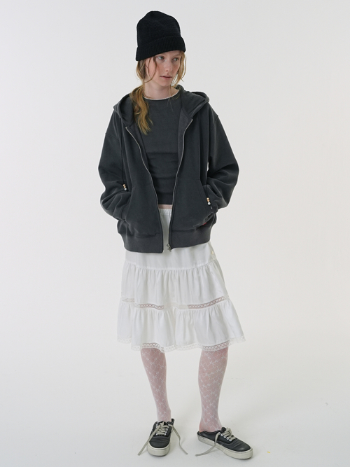 Топ с кружевом и эффектом варки - Charcoal Black