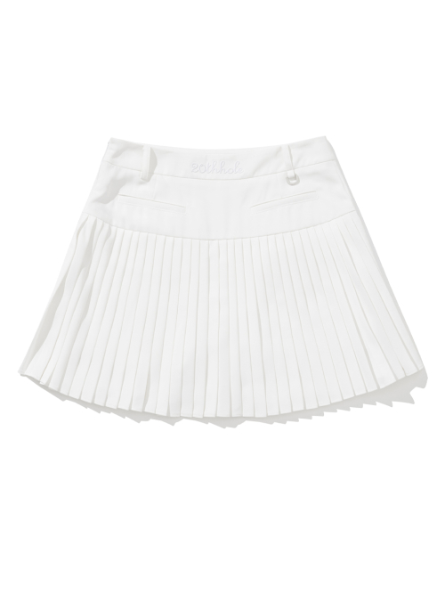 Женская плиссированная юбка с объемной вышивкой [WHITE]