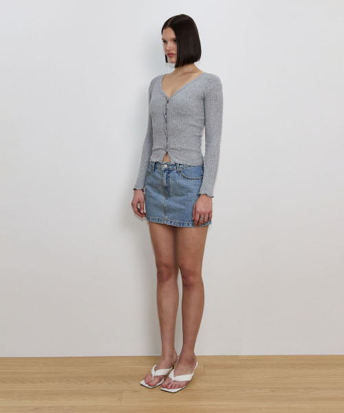 Кружевной кардиган в рубчик Grey