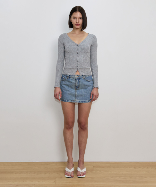 Кружевной кардиган в рубчик Grey