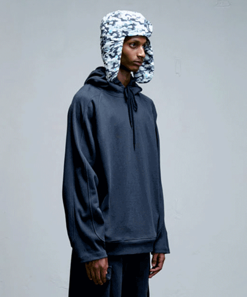 Ribbed Detail Sweat Hoodie Navy