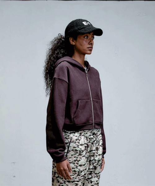 Oversized Sweat Hoodie Zip-Up Brown