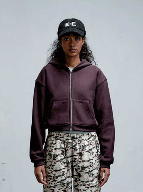 Oversized Sweat Hoodie Zip-Up Brown