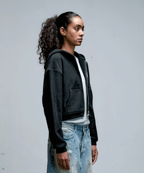 Oversized Sweat Hoodie Zip-Up Black