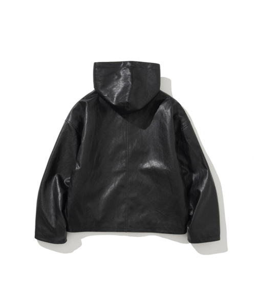 Oversized Leather Hoodie Jumper Black