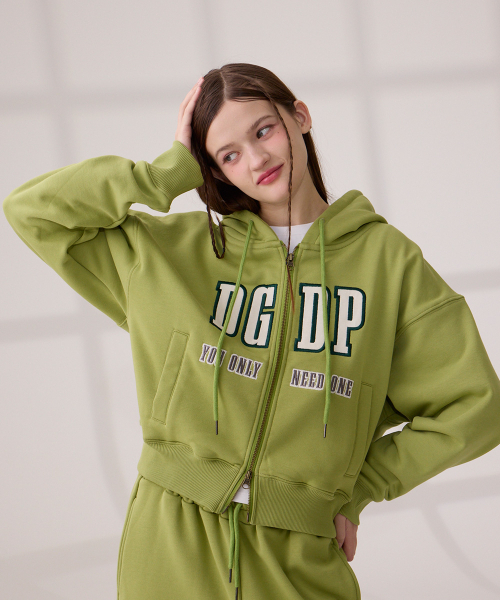 Кроп-худи на молнии DGDP с аппликацией, Olive Green