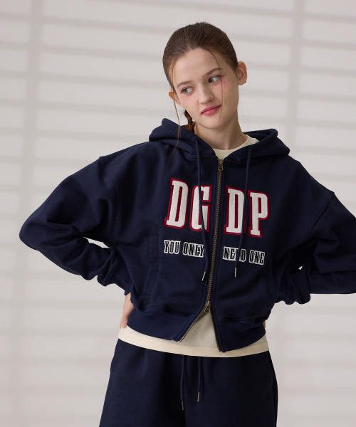 Кроп-худи на молнии с аппликацией DGDP Navy