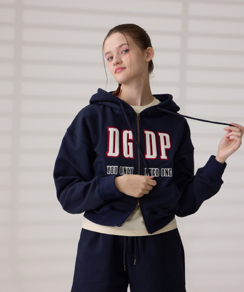 Кроп-худи на молнии с аппликацией DGDP Navy