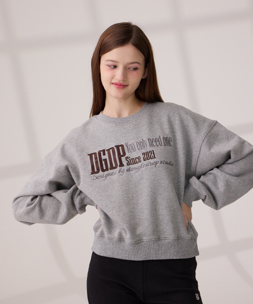 Кроп-свитшот с вышивкой DGDP YOU NEED, Melange Gray