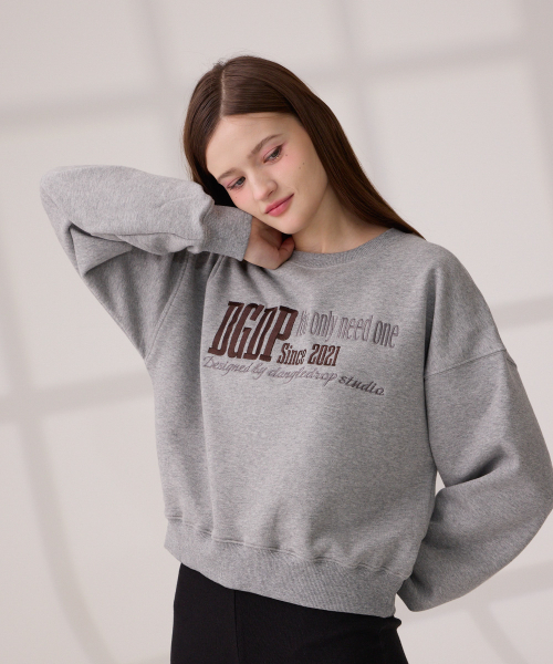 Кроп-свитшот с вышивкой DGDP YOU NEED, Melange Gray