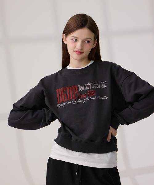 Укороченный свитшот DGDP YOU NEED с вышивкой, Charcoal