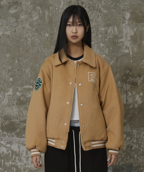 Nautical Varsity Jacket Beige