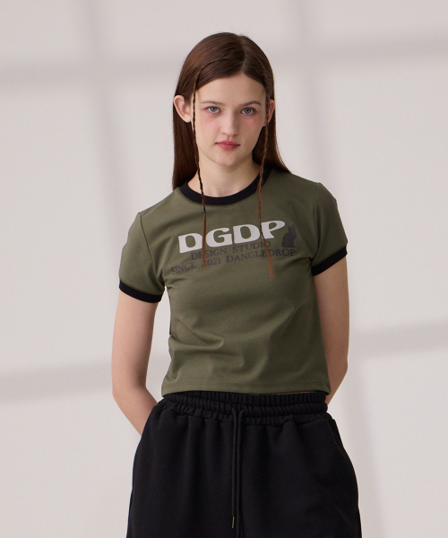 Кроп-футболка рингер DGDP CAT Khaki