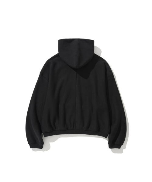 Men Oversized Sweat Hoodie Zip-Up Black