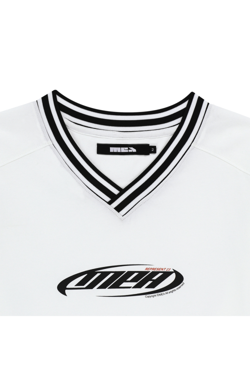 STRIPE V NECK L/S [WHITE]