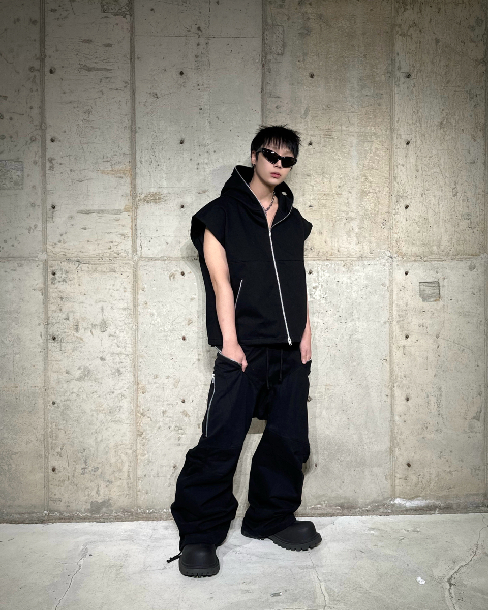 스키 마스크 집업 베스트 블랙 상세 이미지 1