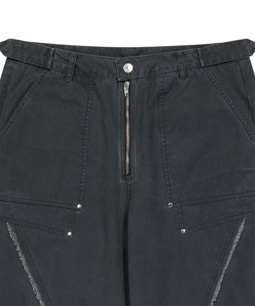 Стираные брюки из фактурного хлопка - Black