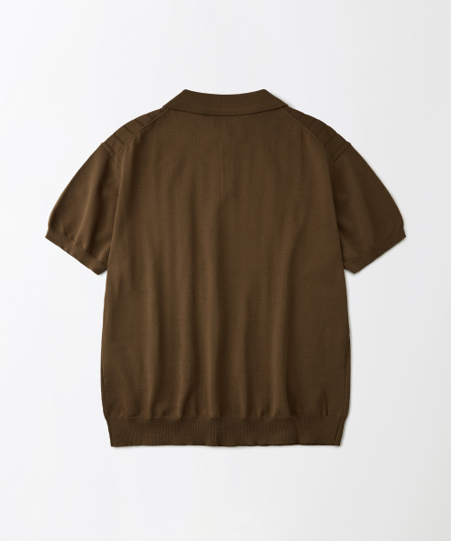 HS STRIPE KNIT COLLAR SHIRT_BROWN