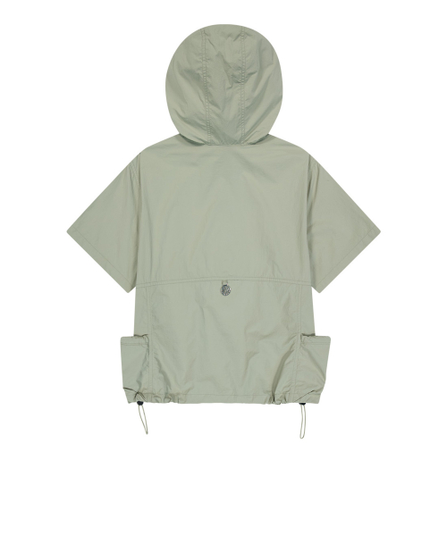 Нейлоновый анорак-худи кроп (Light Khaki)