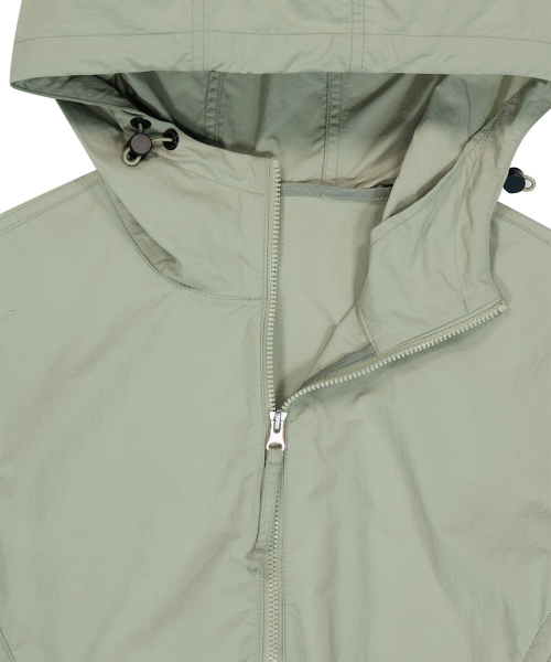 Нейлоновый анорак-худи кроп (Light Khaki)