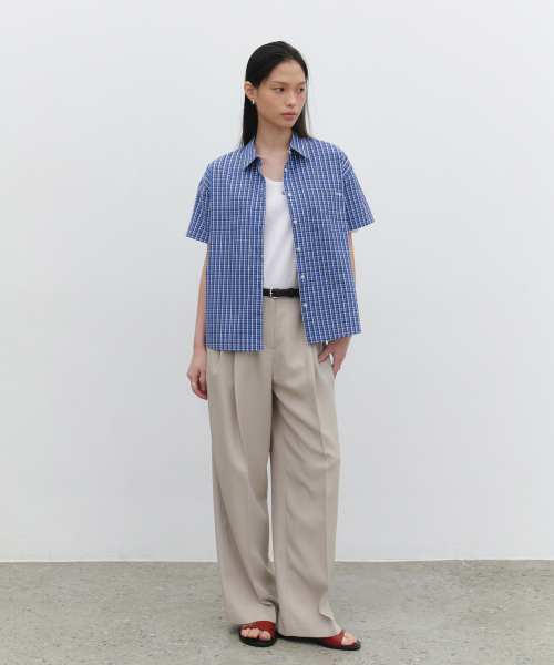 Conie check half shirt