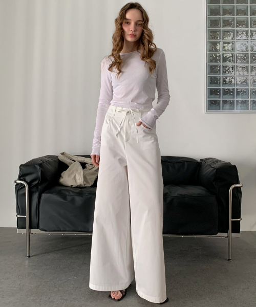 шнур широкие Cotton брюки (3colors)